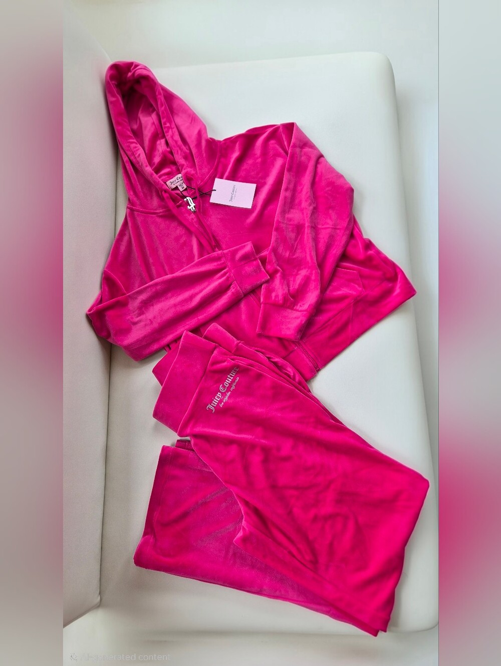 *NWT* Juicy Couture - Velour Zip Up Hoodie & Pant Set in Vixen Pink, Size Medium